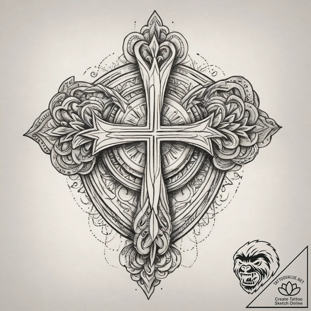 Tattoo design an abstract form of protection,... - tattoo sketch (№1754406919_0, 05.08.2025 15:15) — tattoovalue.net