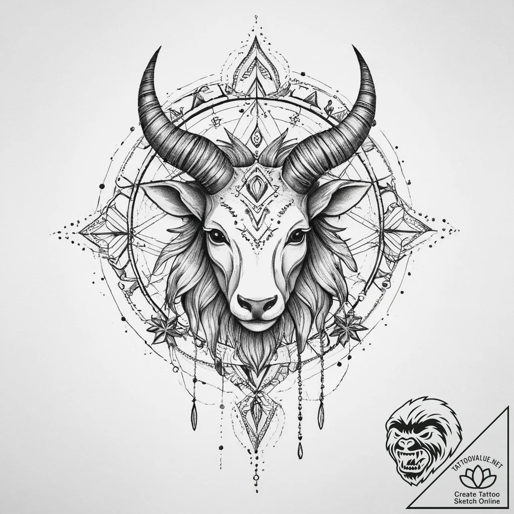 Tattoo sketch a zodiac symbol hidden within a... - tattoo sketch (№1754407532_0, 05.08.2025 15:25) — tattoovalue.net