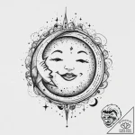 Tattoo design a small, smiling star or moon.,… – tattoo sketch (№1754407947_0, 05.08.2025 15:32) — tattoovalue.net