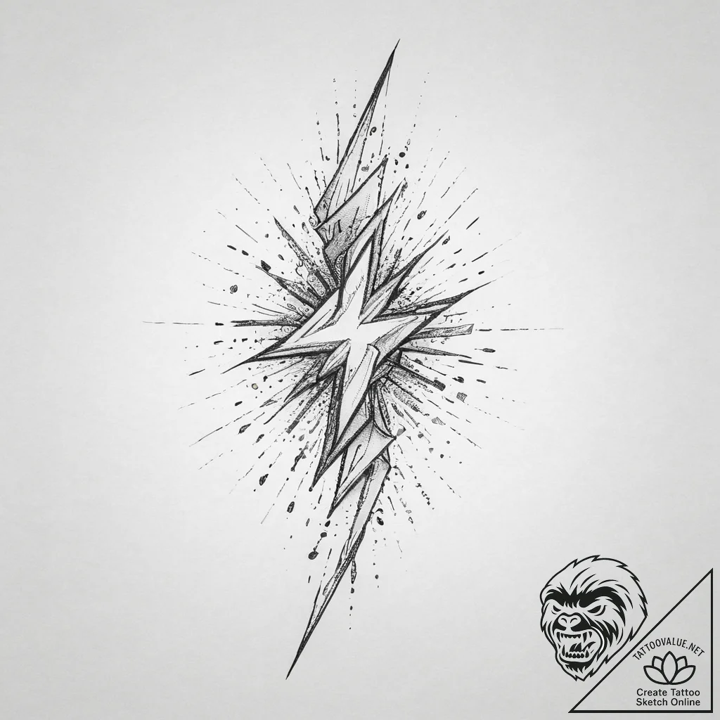 Tattoo design a stylized lightning bolt from... - tattoo sketch (№1754408150_0, 05.08.2025 15:35) — tattoovalue.net