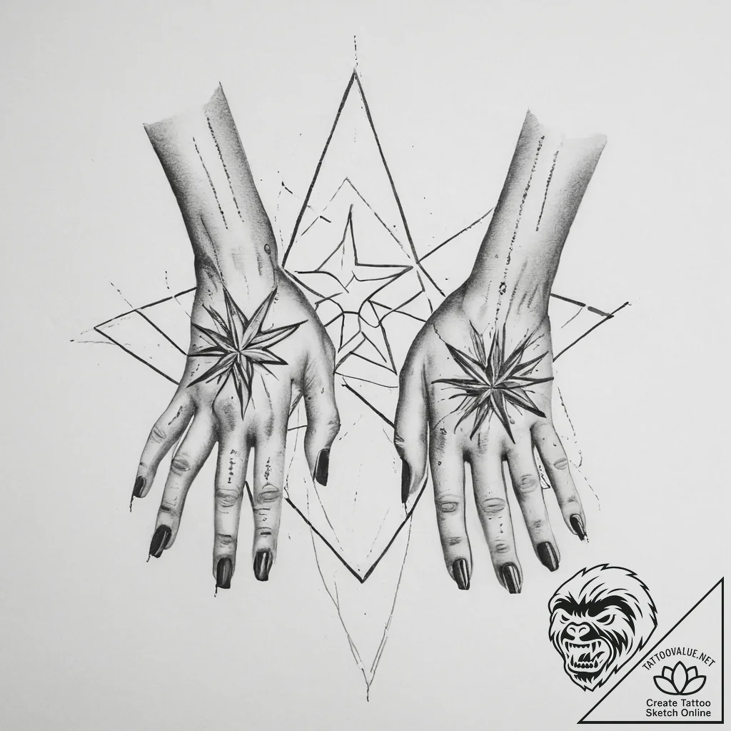Tattoo sketch two hands reaching for the same... - tattoo sketch (№1754410826_0, 05.08.2025 16:20) — tattoovalue.net