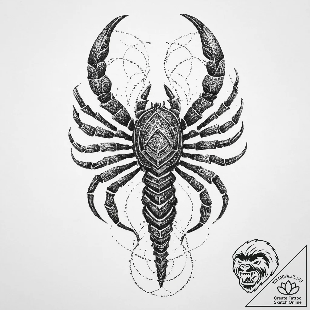 Tattoo design a scorpio scorpion, with a subt... - tattoo sketch (№1754411034_0, 05.08.2025 16:23) — tattoovalue.net