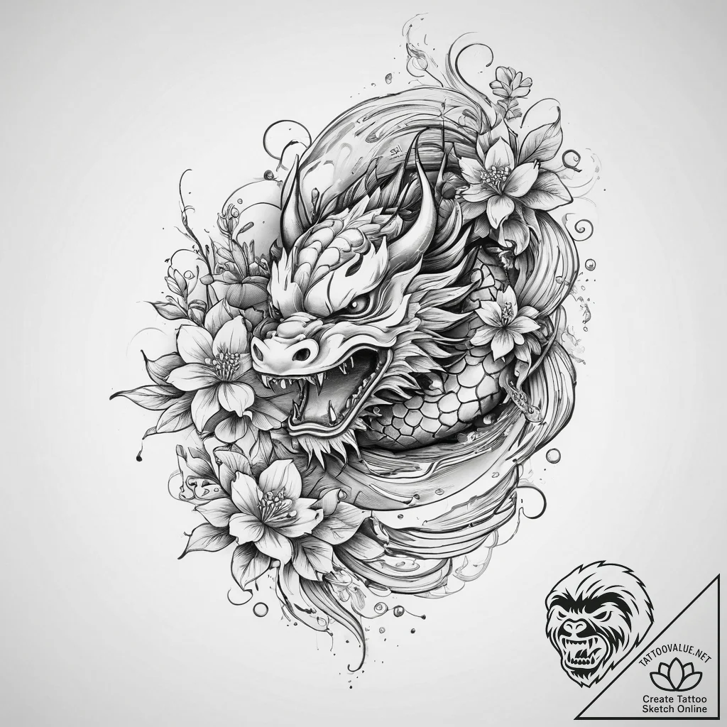 Tattoo sketch a flower blooming from a specif... - tattoo sketch (№1754411237_0, 05.08.2025 16:27) — tattoovalue.net