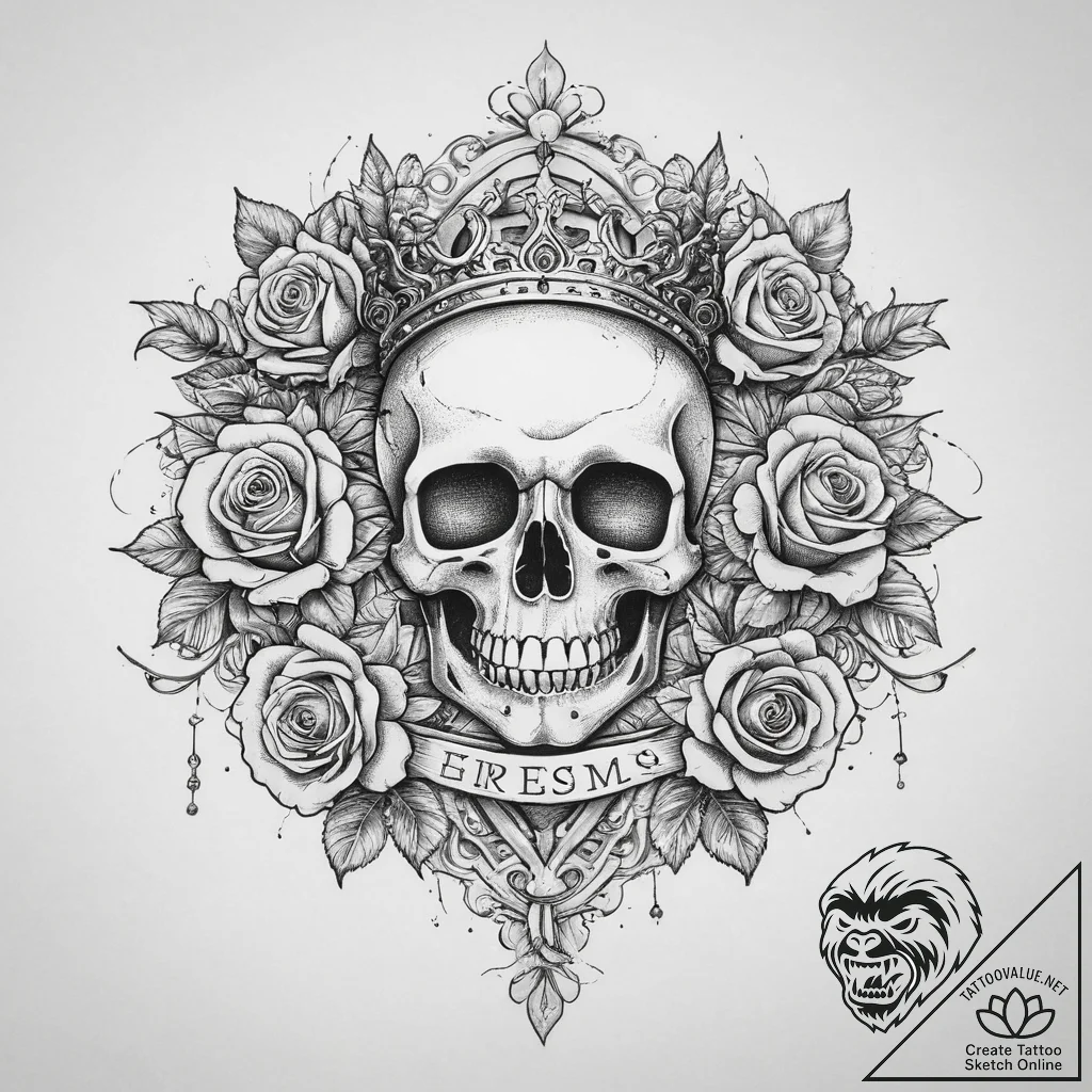 Tattoo sketch a noble crest with a subtle cro... - tattoo sketch (№1754412063_0, 05.08.2025 16:41) — tattoovalue.net