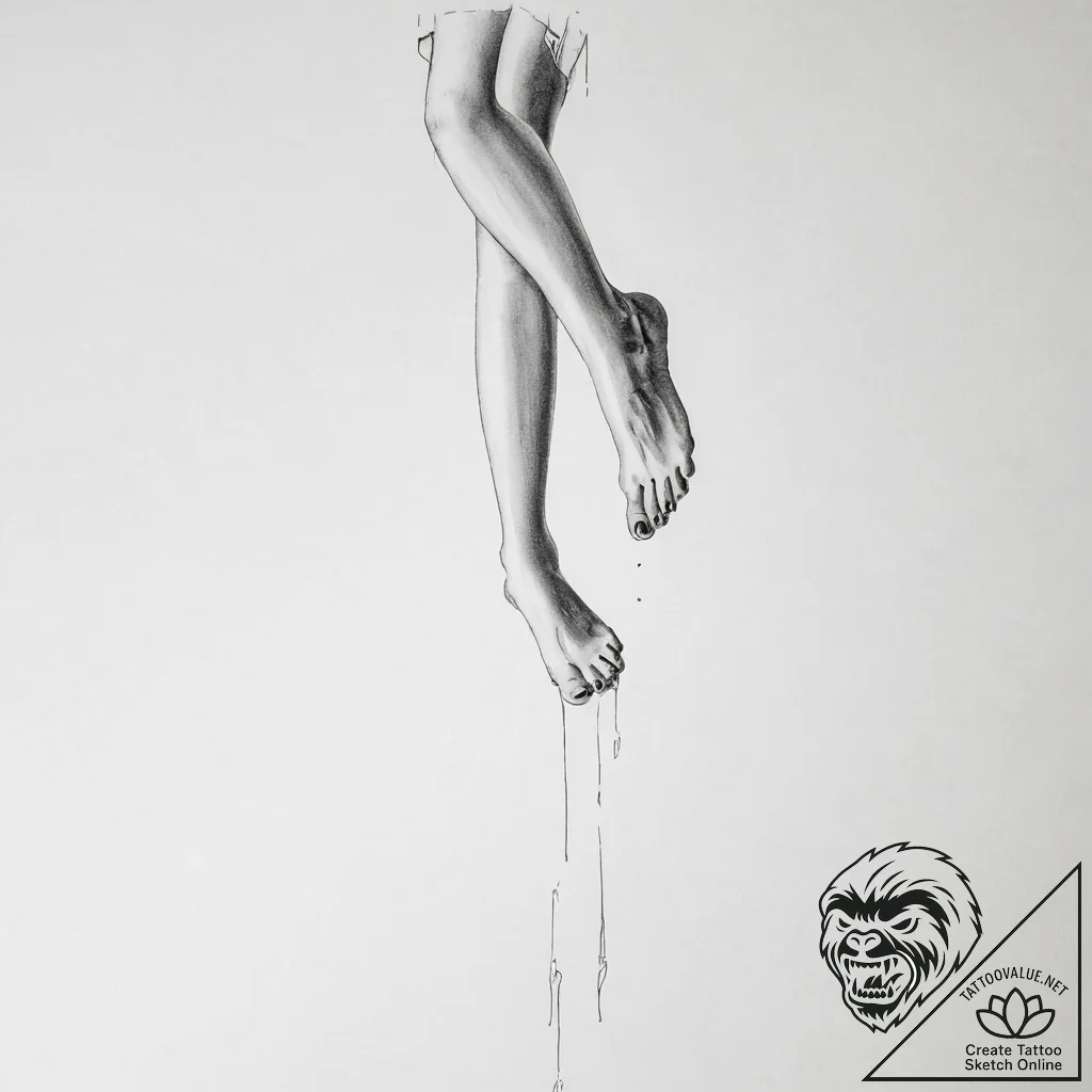 A person's feet dangling over the edge of a s... - tattoo sketch (№1754412470_0, 05.08.2025 16:47) — tattoovalue.net