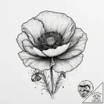 A poppy flower field, tattoo line art, vibran… – tattoo sketch (№1754412879_0, 05.08.2025 16:54) — tattoovalue.net