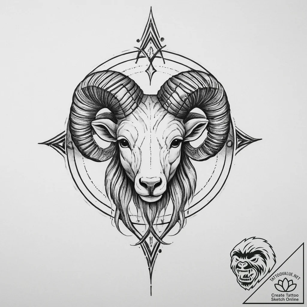 Tattoo sketch a zodiac glyph made of a specif... - tattoo sketch (№1754413086_0, 05.08.2025 16:58) — tattoovalue.net