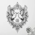 Tattoo design a pair of doves in flight, symb… – tattoo sketch (№1754414123_0, 05.08.2025 17:15) — tattoovalue.net
