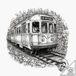 The interior of a subway car during rush hour… – tattoo sketch (№1754414536_0, 05.08.2025 17:22) — tattoovalue.net