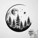 Tattoo design a forest silhouette with a sing… – tattoo sketch (№1754415149_0, 05.08.2025 17:32) — tattoovalue.net