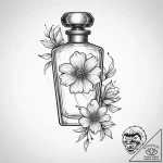 Tattoo sketch a delicate perfume bottle with… – tattoo sketch (№1754415359_0, 05.08.2025 17:35) — tattoovalue.net