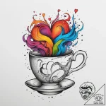 Tattoo design a minimalist teacup with a stea… – tattoo sketch (№1754415562_0, 05.08.2025 17:39) — tattoovalue.net