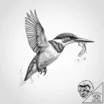 A kingfisher diving for a fish – tattoo sketch (№1754416186_0, 05.08.2025 17:49) — tattoovalue.net