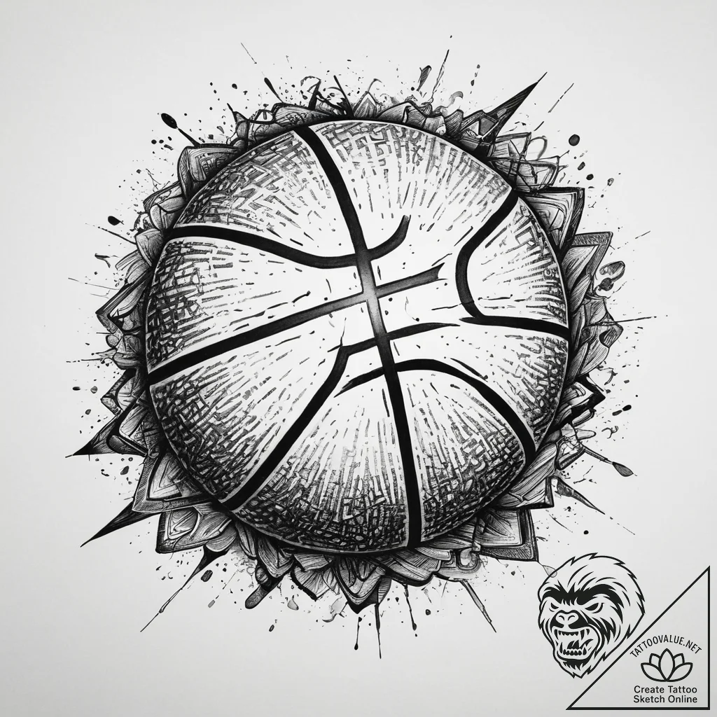 Tattoo design a basketball or football with a... - tattoo sketch (№1754416592_0, 05.08.2025 17:56) — tattoovalue.net