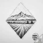 Tattoo sketch: a landscape view of a vast, fe… – tattoo sketch (№1754416795_0, 05.08.2025 17:59) — tattoovalue.net