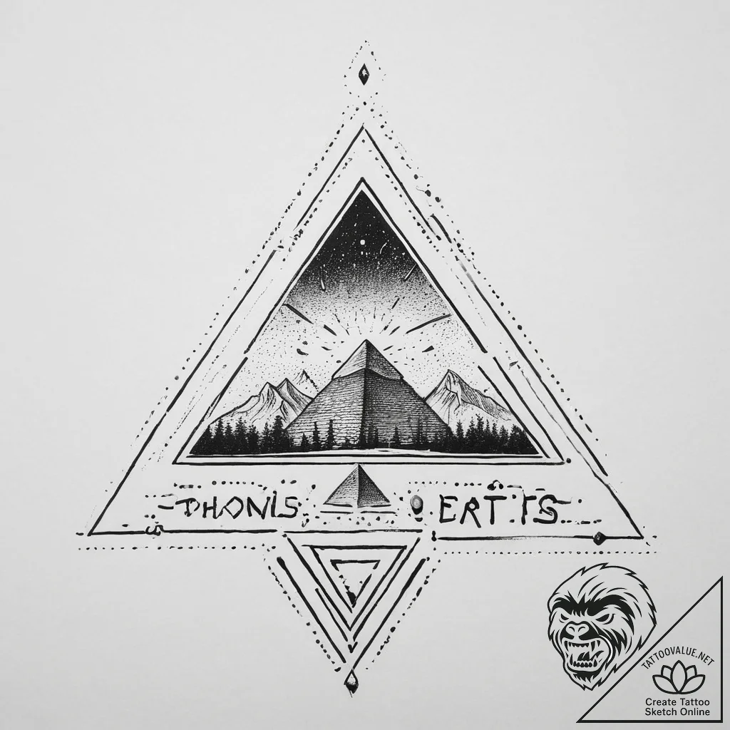 Tattoo design a geometric "pyramid" symbolizi... - tattoo sketch (№1754416996_0, 05.08.2025 18:03) — tattoovalue.net