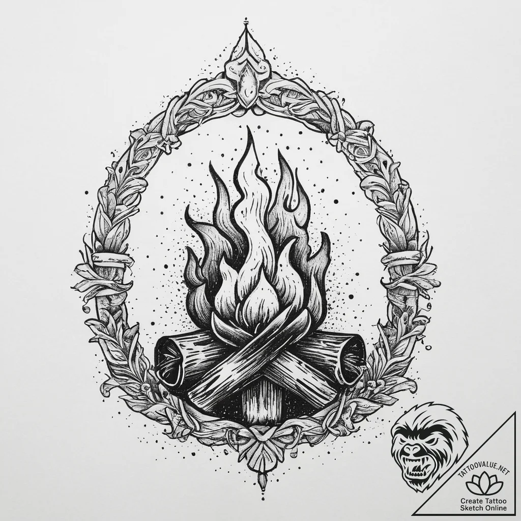 A "bonfire" from dark souls, tattoo drawing o... - tattoo sketch (№1754417197_0, 05.08.2025 18:06) — tattoovalue.net
