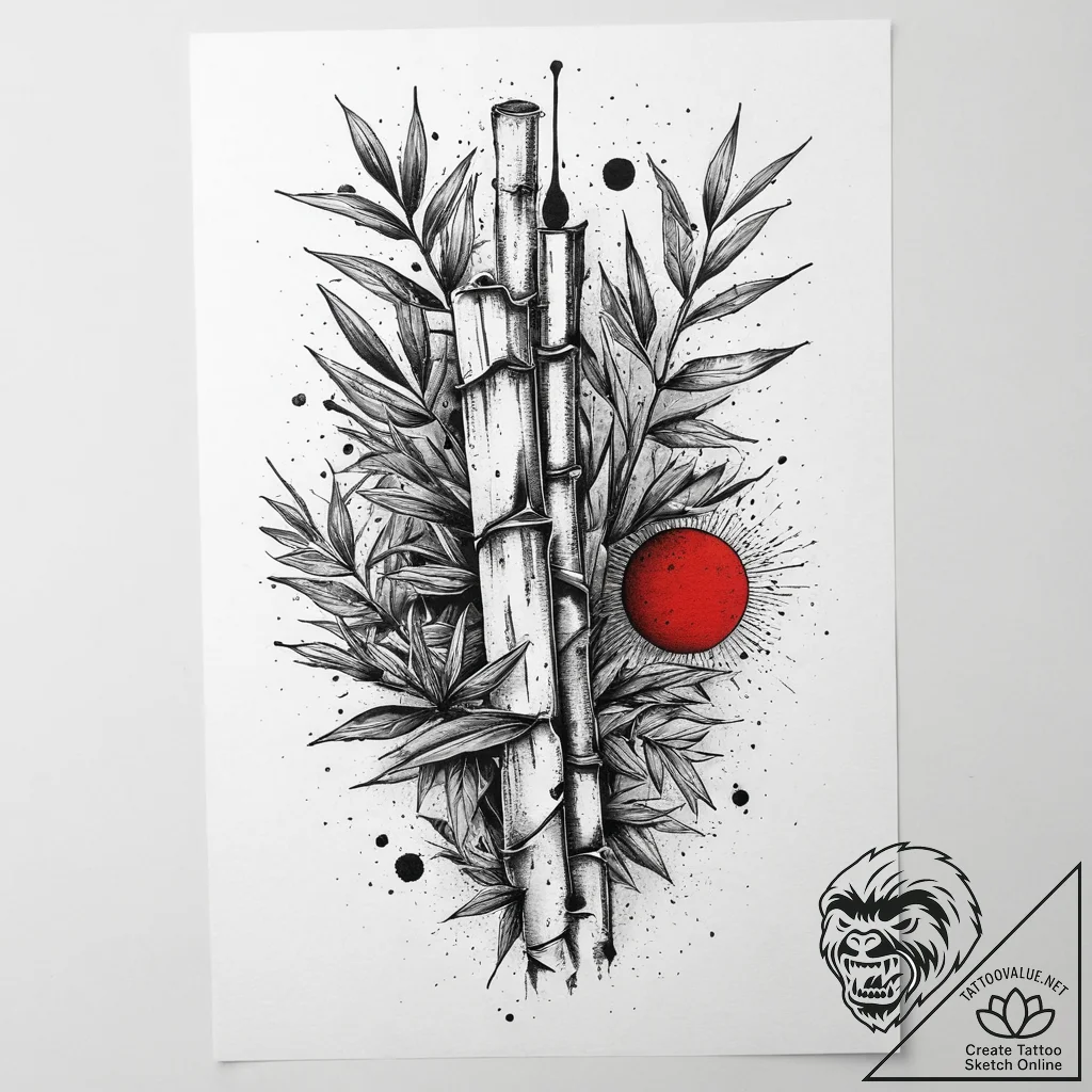 Bamboo, tattoo flash sheet design, dotwork sh... - tattoo sketch (№1754417398_0, 05.08.2025 18:09) — tattoovalue.net