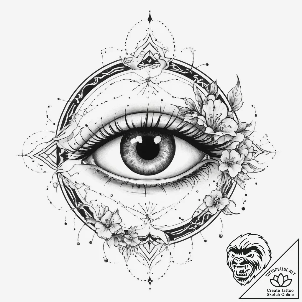 Tattoo sketch a zodiac animal's eye, with the... - tattoo sketch (№1754417606_0, 05.08.2025 18:13) — tattoovalue.net