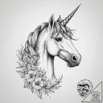 Unicorn – tattoo sketch (№1754418833_0, 05.08.2025 18:33) — tattoovalue.net