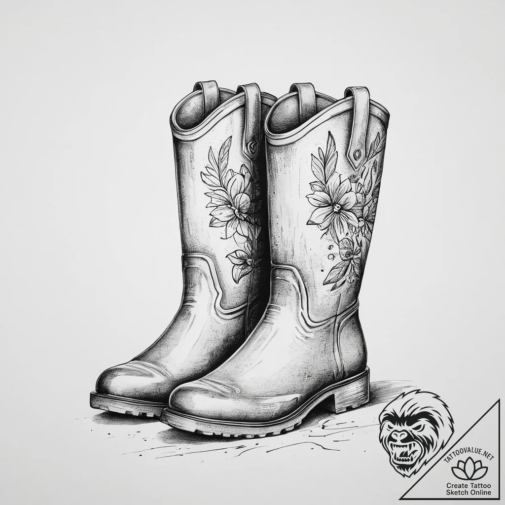 Tattoo sketch a pair of wellington boots, sug... - tattoo sketch (№1754419040_0, 05.08.2025 18:37) — tattoovalue.net