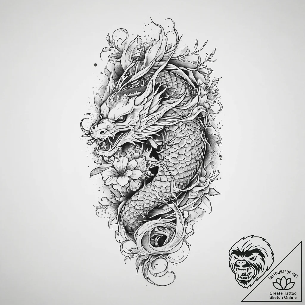 A double exposure effect (e.g., a portrait an... - tattoo sketch (№1754419241_0, 05.08.2025 18:40) — tattoovalue.net