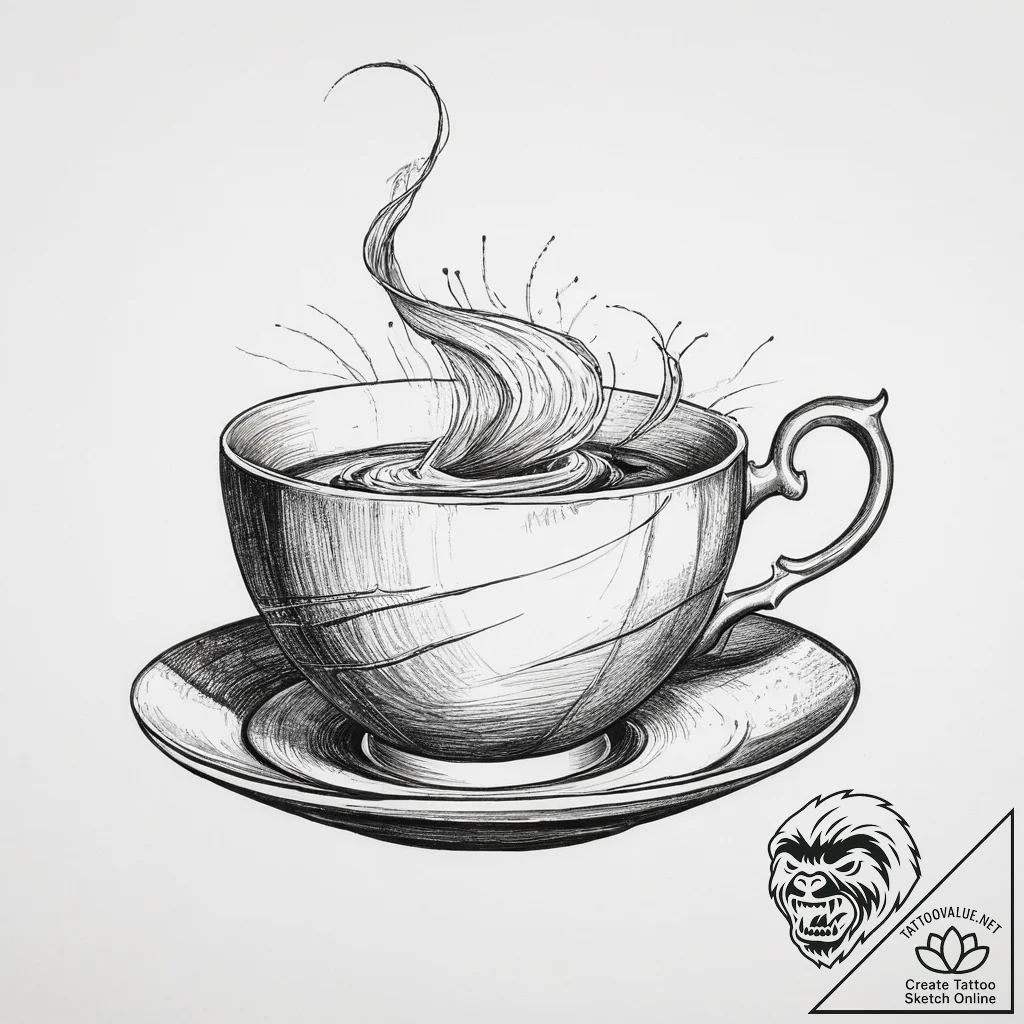 Tornado in a teacup, ink illustration for tat... - tattoo sketch (№1754419444_0, 05.08.2025 18:44) — tattoovalue.net