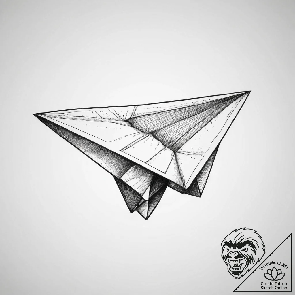 Paper airplane - tattoo sketch (№1754419651_0, 05.08.2025 18:47) — tattoovalue.net