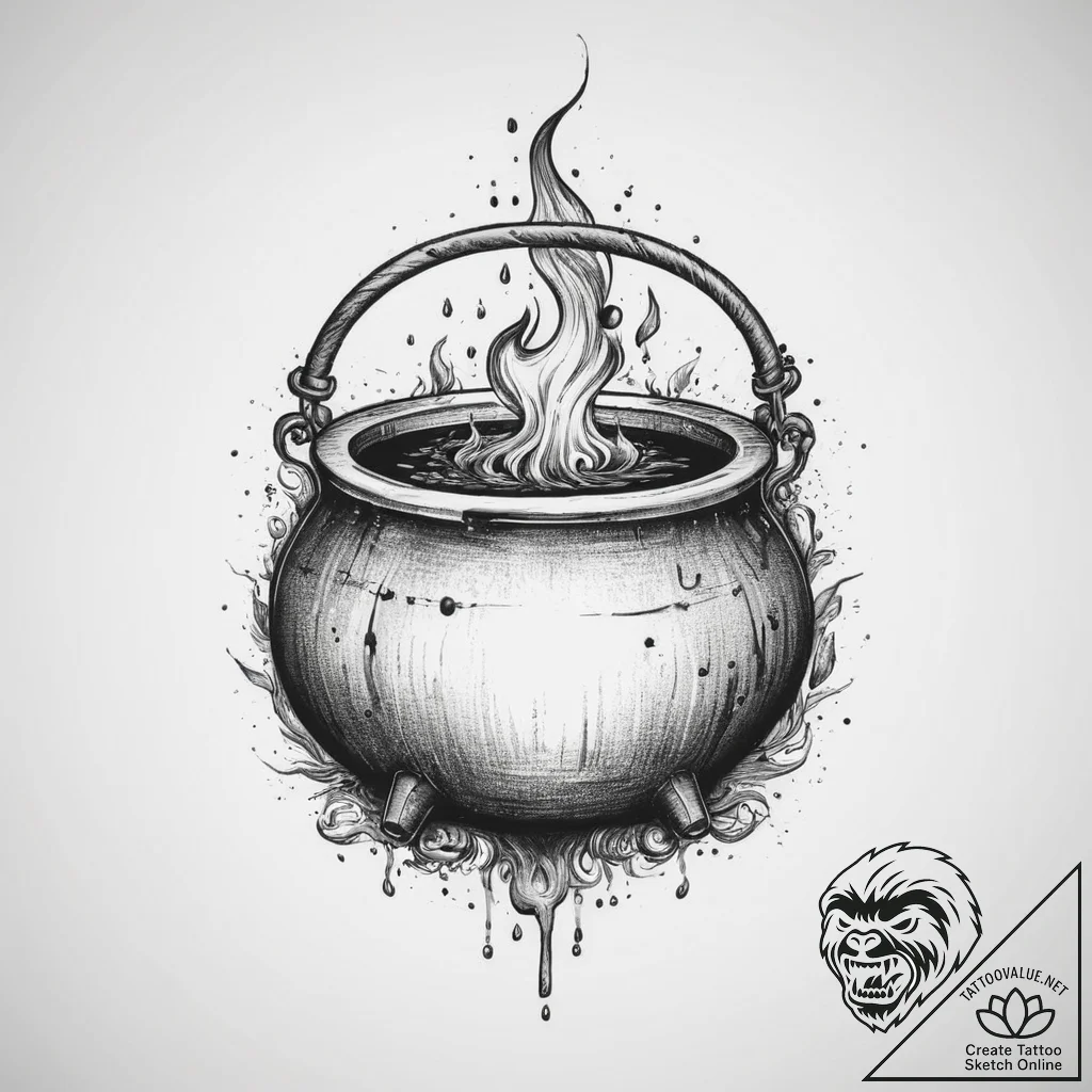 A witch's cauldron - tattoo sketch (№1754420259_0, 05.08.2025 18:57) — tattoovalue.net