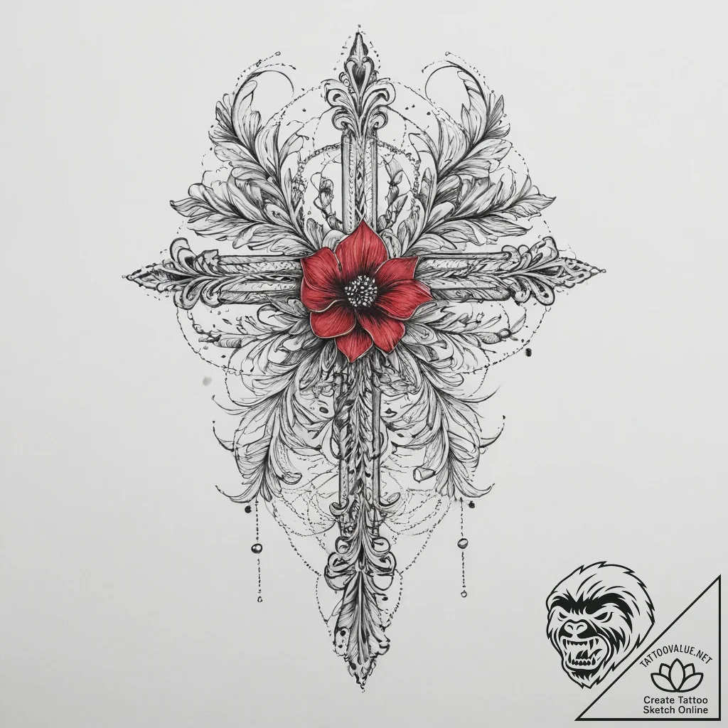 Tattoo sketch a ribcage adorned with delicate... - tattoo sketch (№1754429178_0, 05.08.2025 21:26) — tattoovalue.net