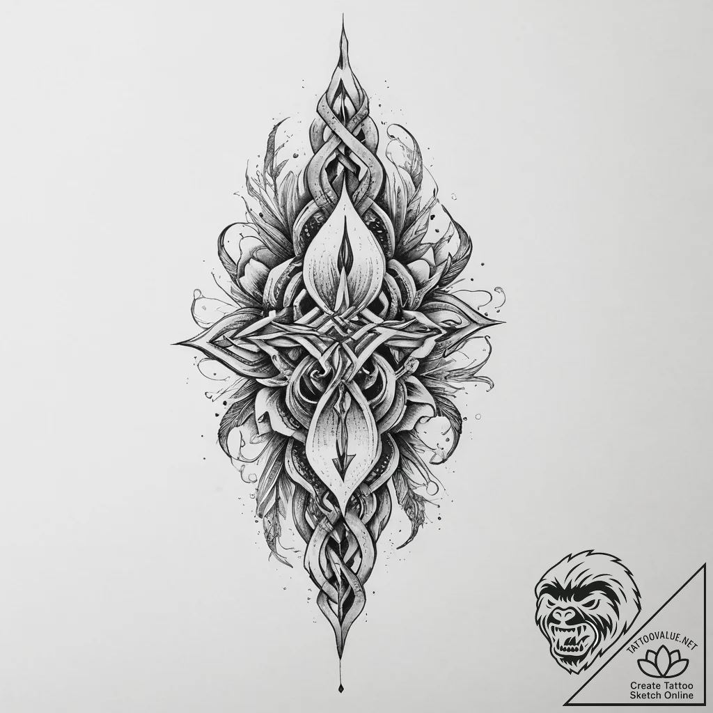 83. tattoo sketch: "krada" rune stylized as a... - tattoo sketch (№1754429377_0, 05.08.2025 21:29) — tattoovalue.net