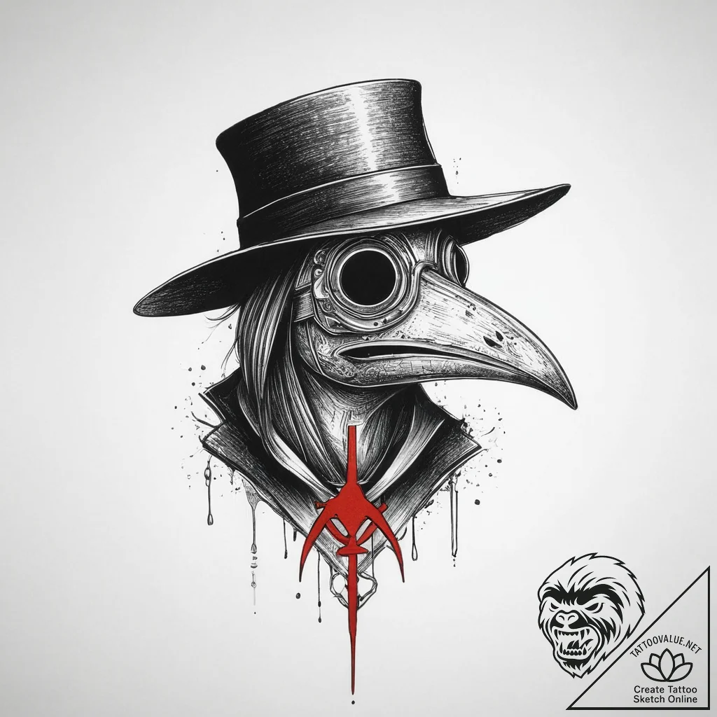 Plague doctor, tattoo flash sheet design, fin... - tattoo sketch (№1754431366_0, 05.08.2025 22:02) — tattoovalue.net