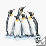 A group of penguins huddled together on an an… – tattoo sketch (№1754431962_0, 05.08.2025 22:12) — tattoovalue.net