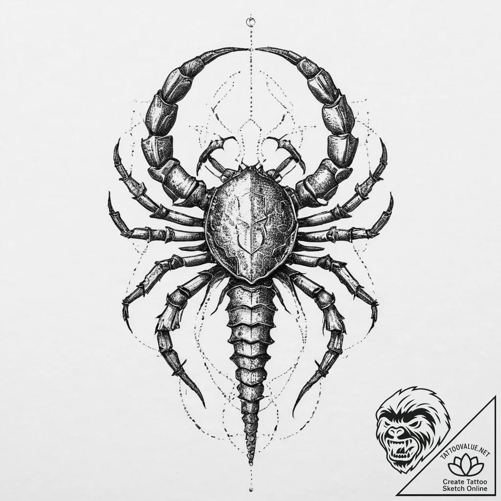 Tattoo design a scorpio scorpion with the "de... - tattoo sketch (№1754432784_0, 05.08.2025 22:26) — tattoovalue.net