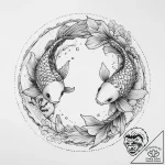 Tattoo design a pair of koi fish swimming in… – tattoo sketch (№1754432996_0, 05.08.2025 22:29) — tattoovalue.net