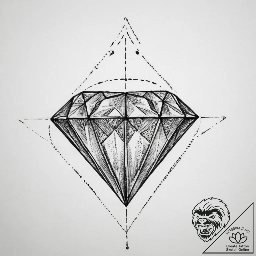 Diamond - tattoo sketch (№1754433194_0, 05.08.2025 22:33) — tattoovalue.net