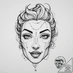 Tattoo sketch ‘headshot’ in a stylized, impac… – tattoo sketch (№1754434011_0, 05.08.2025 22:46) — tattoovalue.net