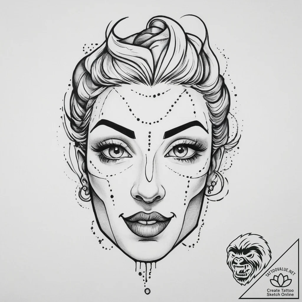 Tattoo sketch 'headshot' in a stylized, impac... - tattoo sketch (№1754434011_0, 05.08.2025 22:46) — tattoovalue.net