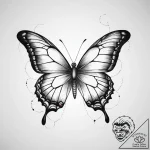 Tattoo design a butterfly in flight, its wing… – tattoo sketch (№1754434813_0, 05.08.2025 23:00) — tattoovalue.net