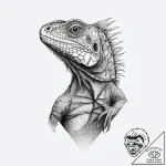 Iguana, ink illustration for tattoo, dotwork… – tattoo sketch (№1754435412_0, 05.08.2025 23:10) — tattoovalue.net