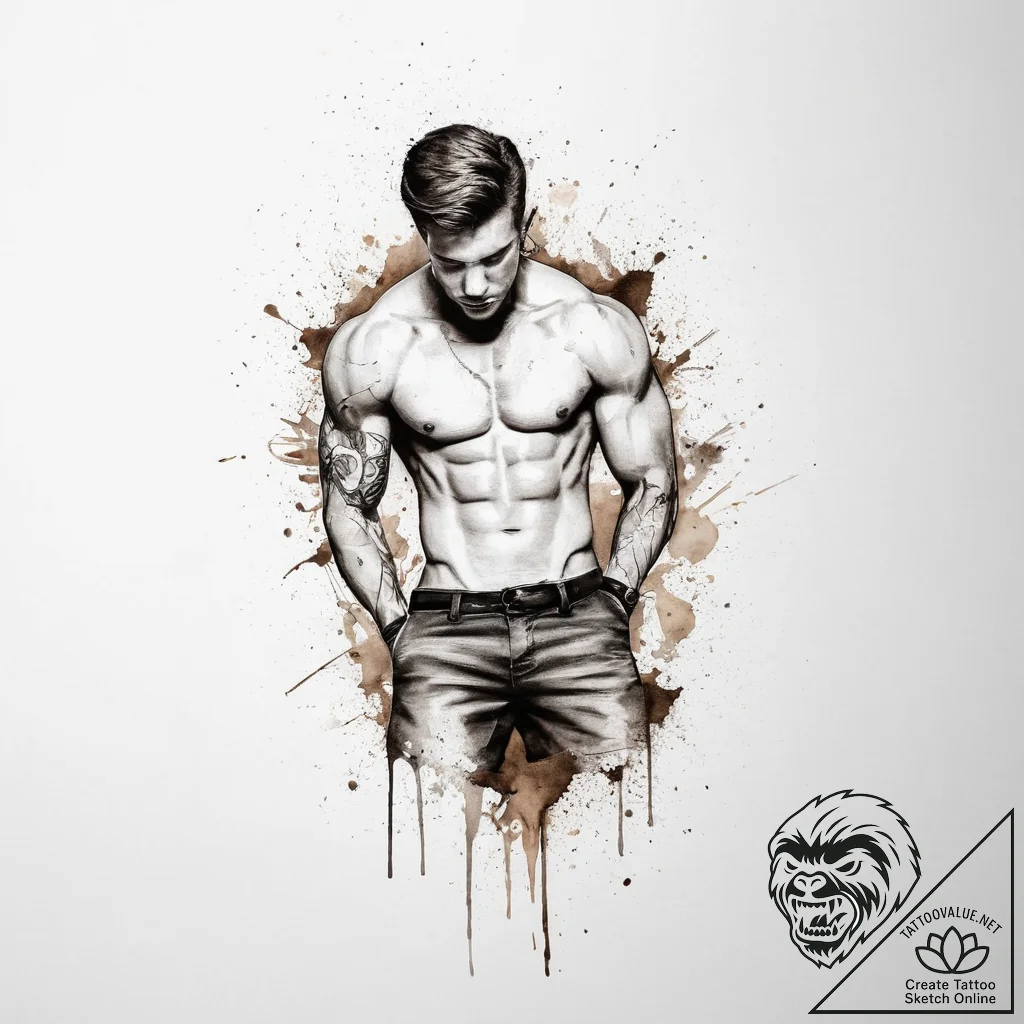 Tattoo sketch a single, powerful push-up silh... - tattoo sketch (№1754436432_0, 05.08.2025 23:27) — tattoovalue.net