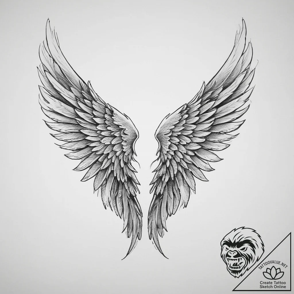 Tattoo sketch an angel's wing on each partner... - tattoo sketch (№1754436845_0, 05.08.2025 23:34) — tattoovalue.net
