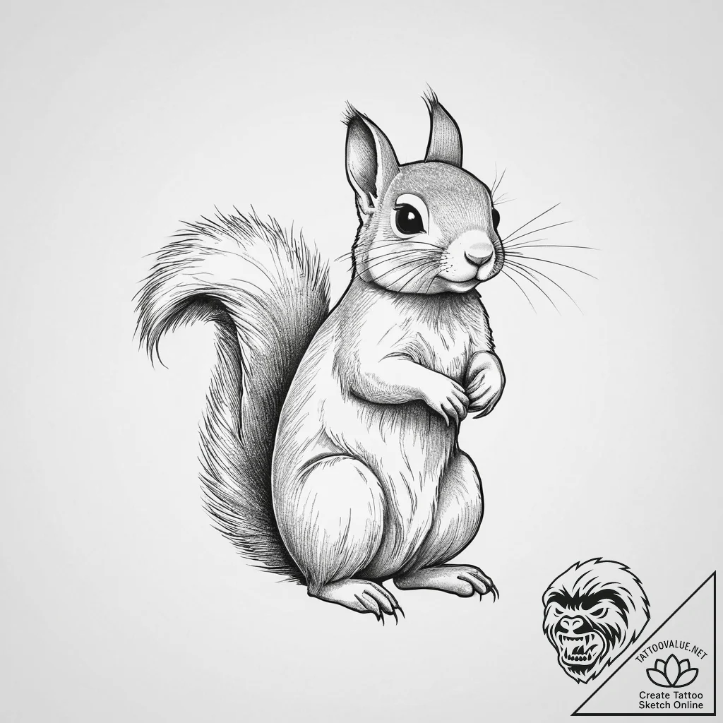 Tattoo design a whimsical squirrel or rabbit,... - tattoo sketch (№1754437255_0, 05.08.2025 23:40) — tattoovalue.net