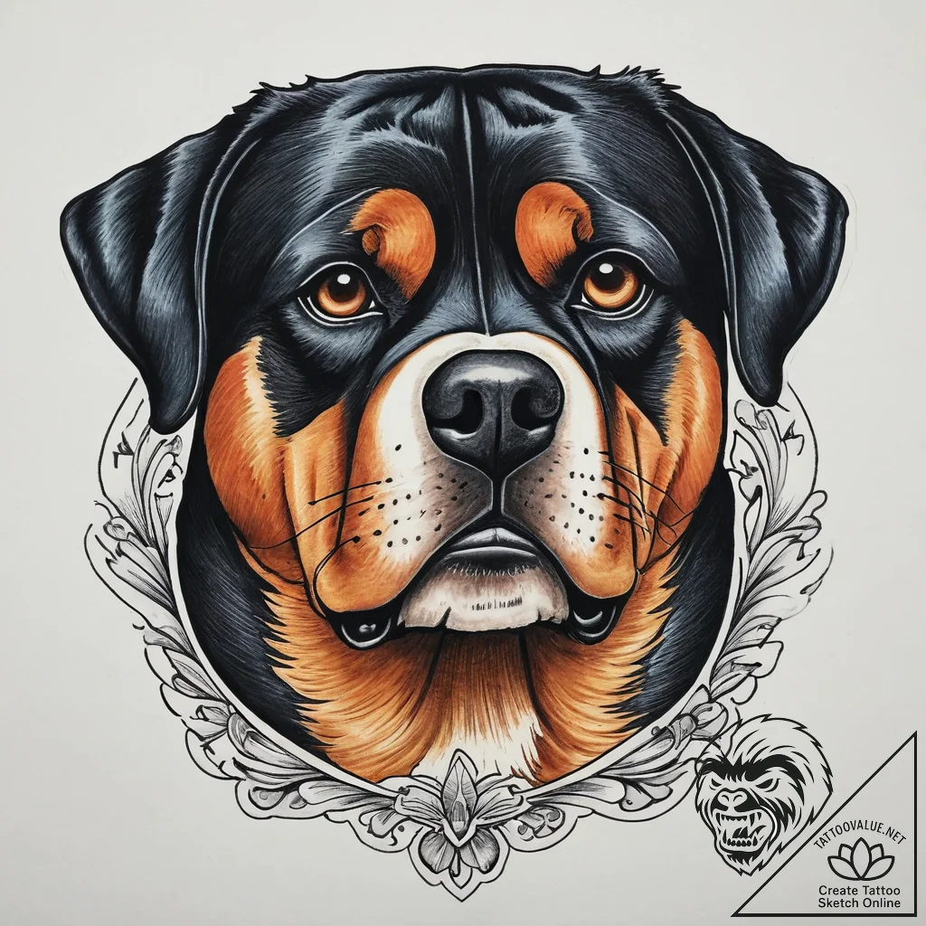 Rottweiler, tattoo flash sheet design, neo tr... - tattoo sketch (№1754438069_0, 05.08.2025 23:54) — tattoovalue.net