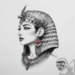 Cleopatra, tattoo drawing outline, dotwork sh… – tattoo sketch (№1754438267_0, 05.08.2025 23:57) — tattoovalue.net