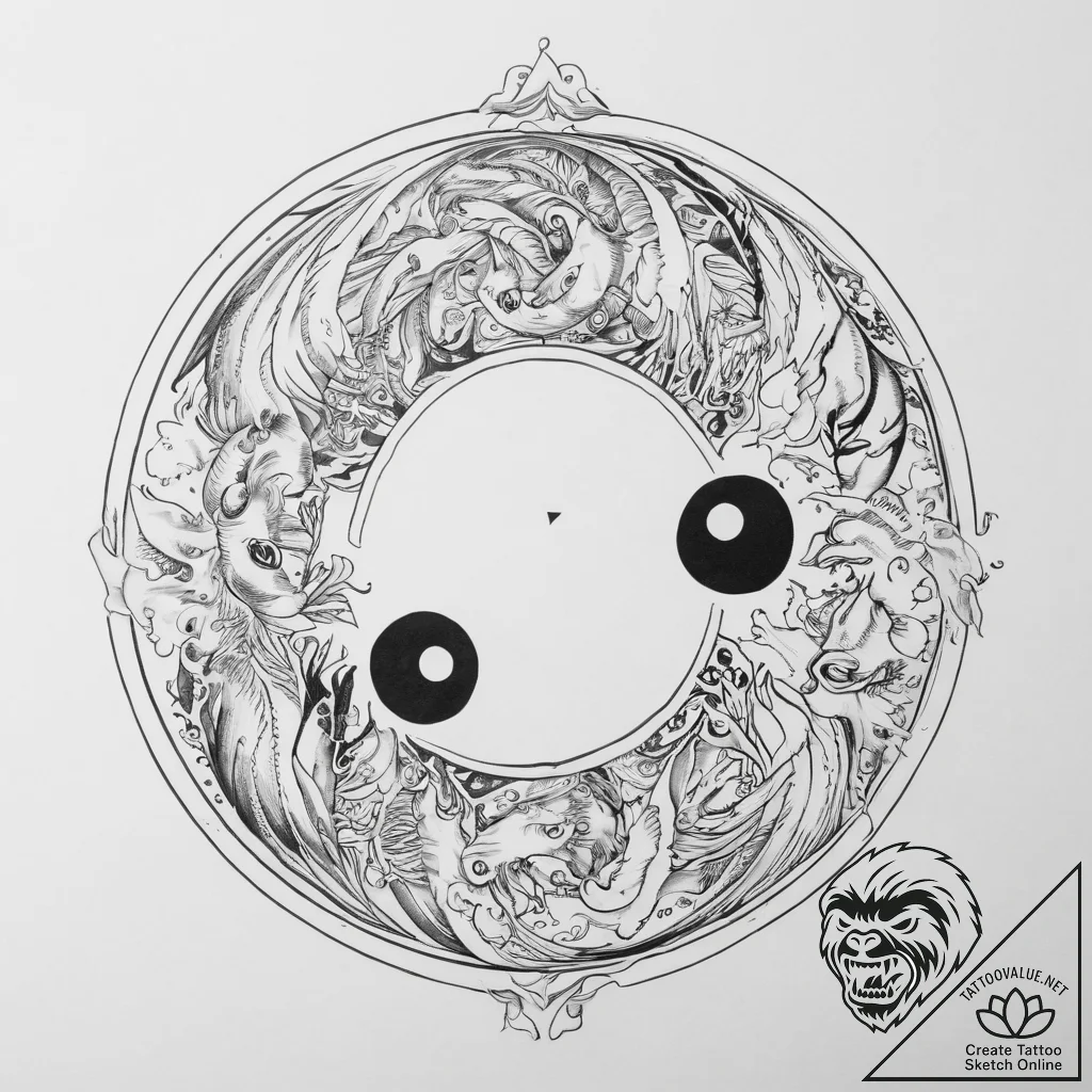 Tattoo sketch a yin and yang symbol with each... - tattoo sketch (№1754438877_0, 06.08.2025 00:07) — tattoovalue.net