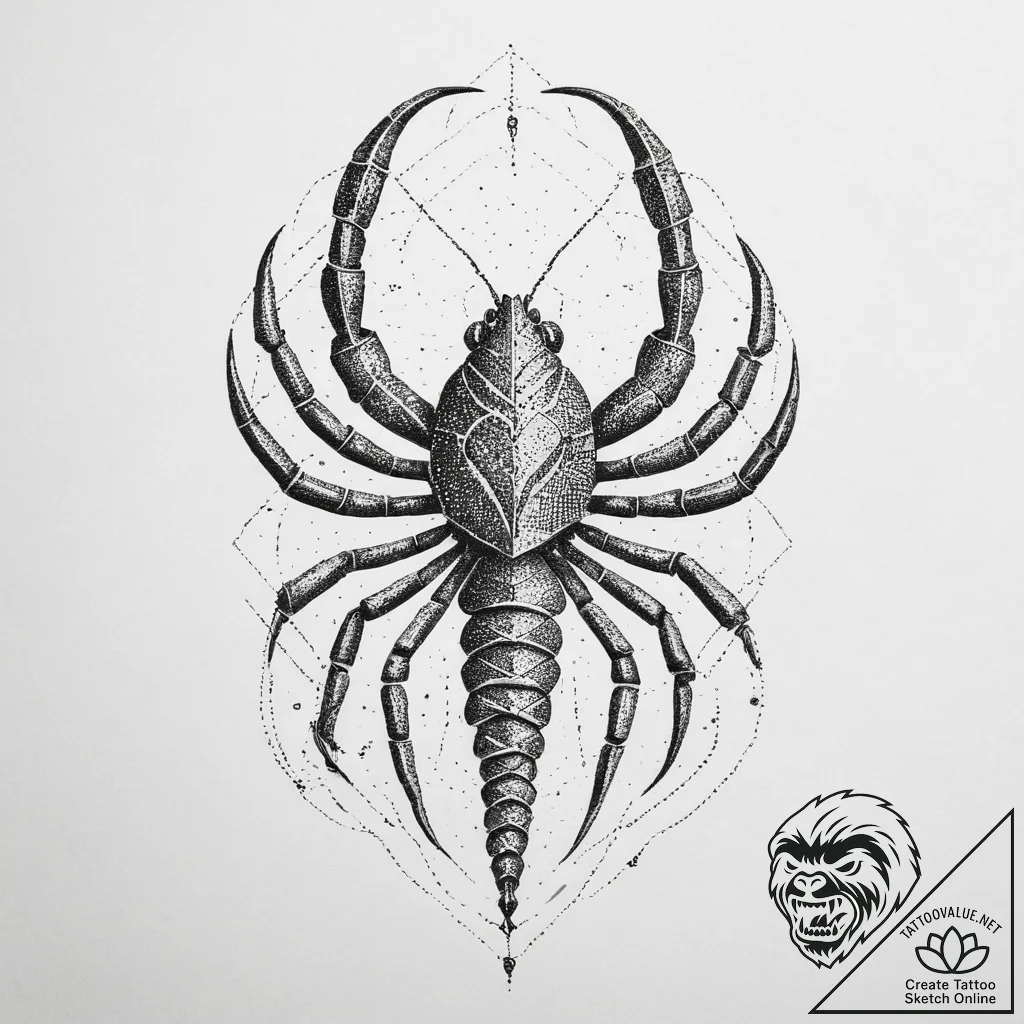 Tattoo design a scorpio scorpion composed of... - tattoo sketch (№1754439493_0, 06.08.2025 00:18) — tattoovalue.net