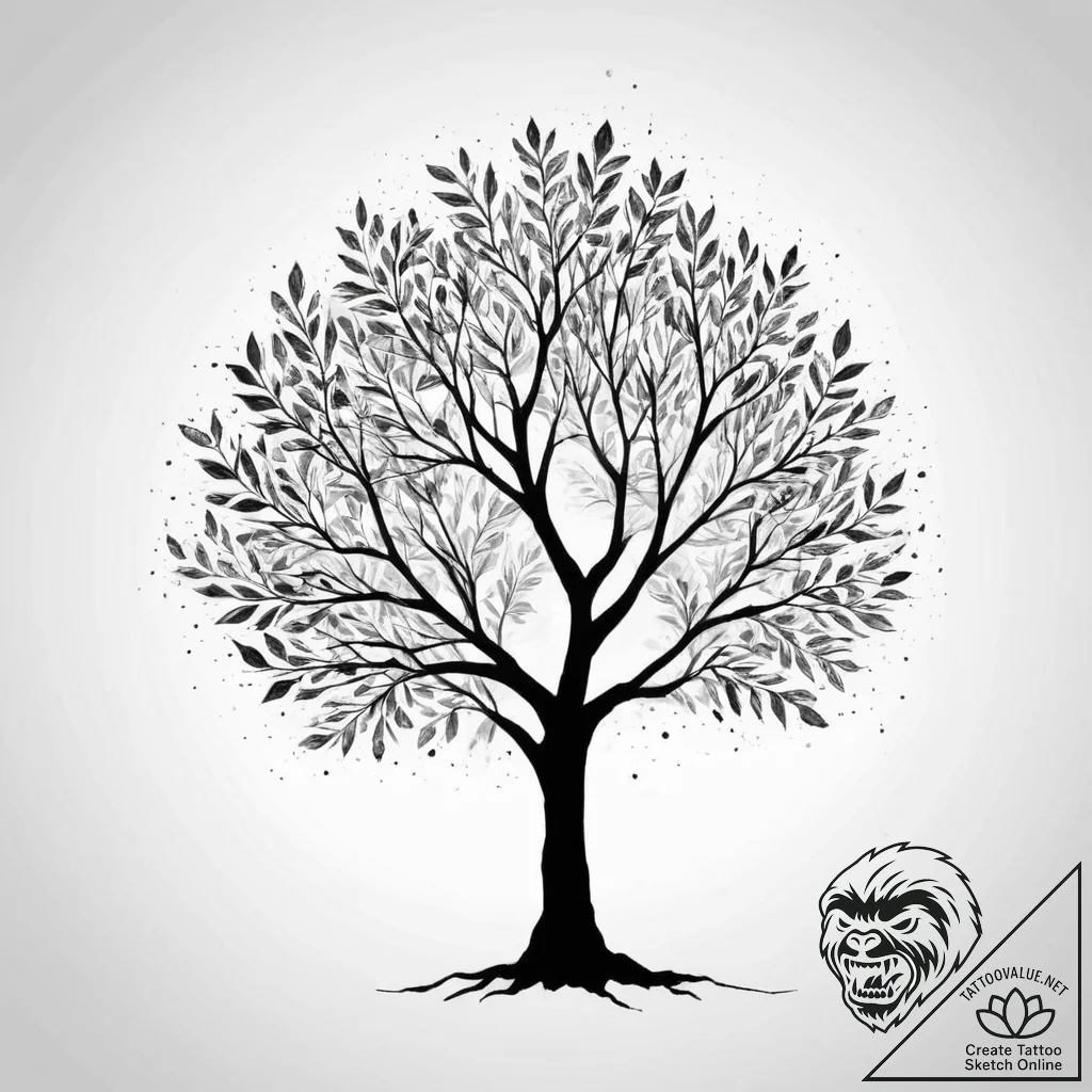 Tattoo design a tree silhouette whose leaves... - tattoo sketch (№1754439695_0, 06.08.2025 00:21) — tattoovalue.net