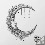 Moon, ink illustration for tattoo, muted colo… – tattoo sketch (№1754440713_0, 06.08.2025 00:38) — tattoovalue.net