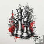 Chess piece (e.g., a knight defeating a pawn)… – tattoo sketch (№1754441507_0, 06.08.2025 00:51) — tattoovalue.net